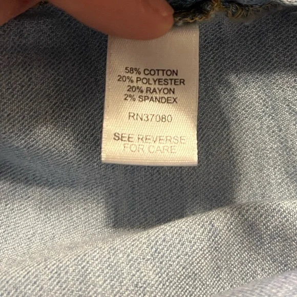 Women’s Patched Denim Button Down Shirt - Picture 9 of 10